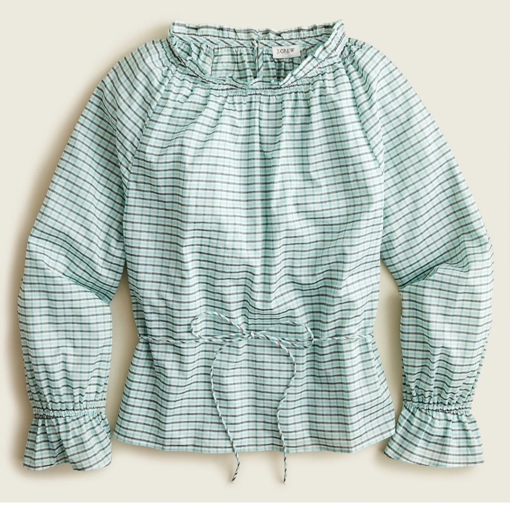 J. Crew Tie-Waist Ruffle Neckline Blouse - Size L